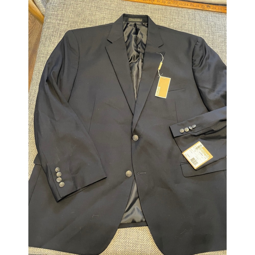 Michael Michael Kors Mens Navy Blue 100% Wool Blazer Sport Coat 48R KNZ0037